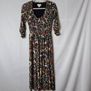 Anthropologie Maeve Omya Floral Smocked‎ Fit and Flare Maxi Dress sz Small